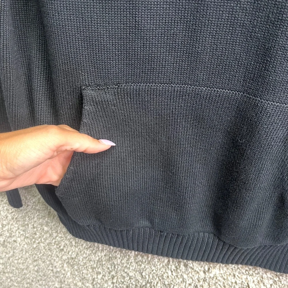 J. Crew Sweater Men's Large Heritage Cotton Black Knit‎ Hooded NWT